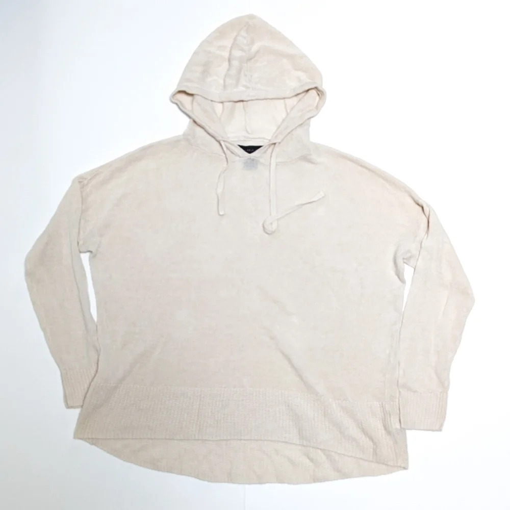 TAHARI Linen Blend Hooded Sweater Medium M